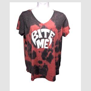 NWOT Torrid Bite Me Red Tie Dye V-Neck Classic Fit Tee Size 00 (Medium)
